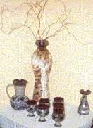 Z vstavy tchovick keramiky - zti s vzou a svcnem